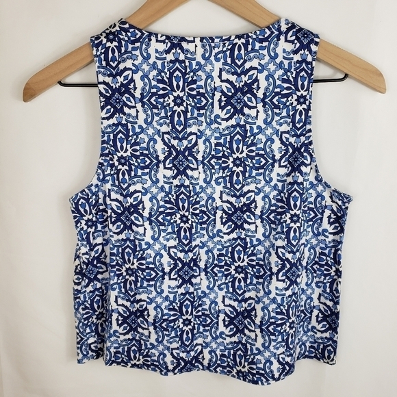 MILLY for Design Nation Blue/White Pattern Top - Picture 2 of 8